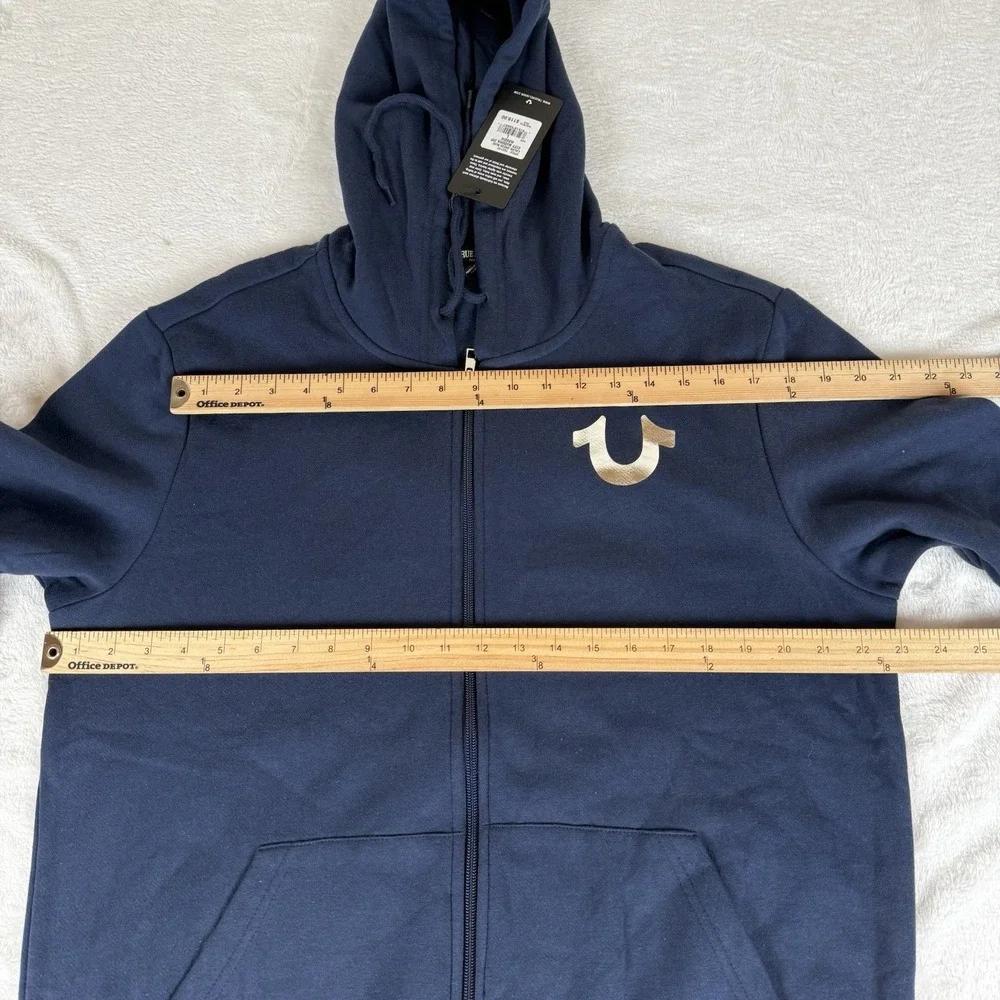 True Religion City Buddha Full Zip Hoodie Jacket Mens Large Blue‎ New 46